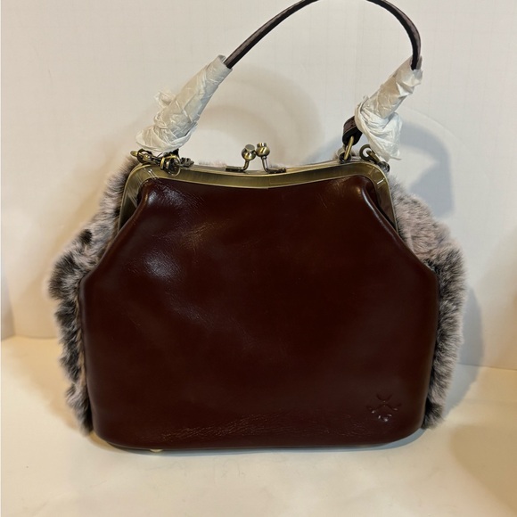 Patricia Nash Lauren’s British Tan pink and Gray Faux Fur Shoulder Bag - Picture 3 of 11